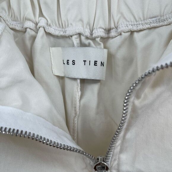 Les Tien Ivory Zip Up Flared High-Rise Straight Leg Cargo Pants Size Small - Picture 3 of 9